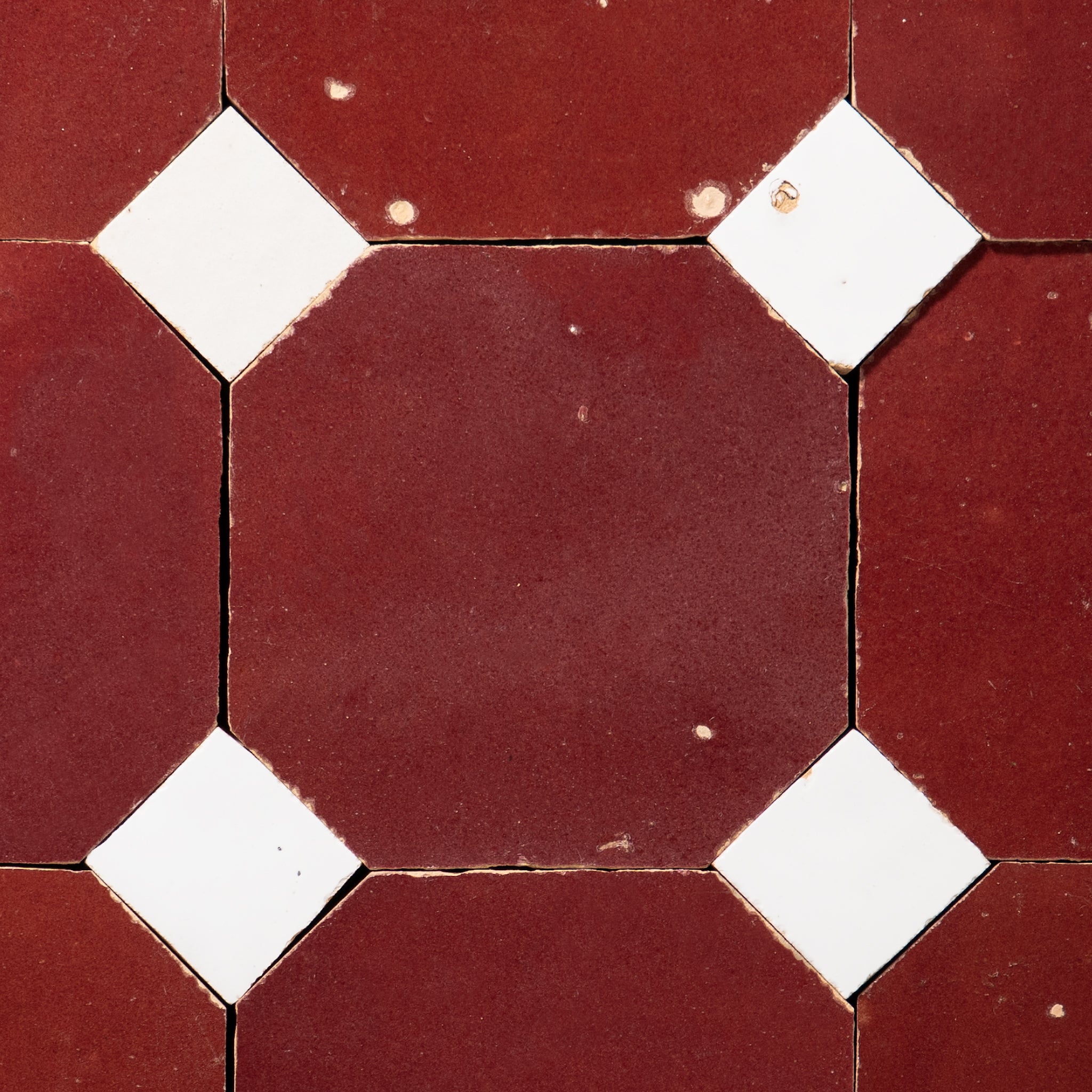 803 Red X 825 White | Octagon & Dot Zellige Mosaic