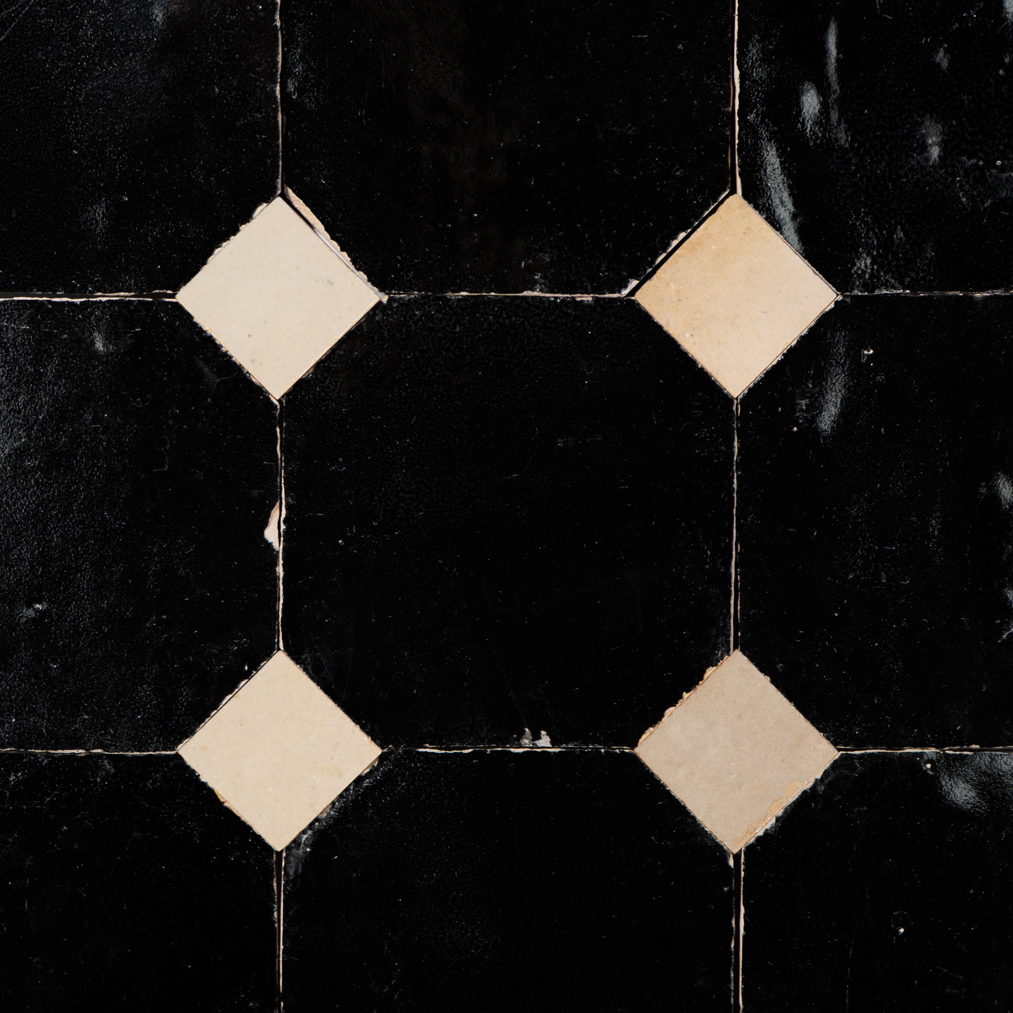 839 Black X 811 DL White | Octagon & Dot Zellige Mosaic