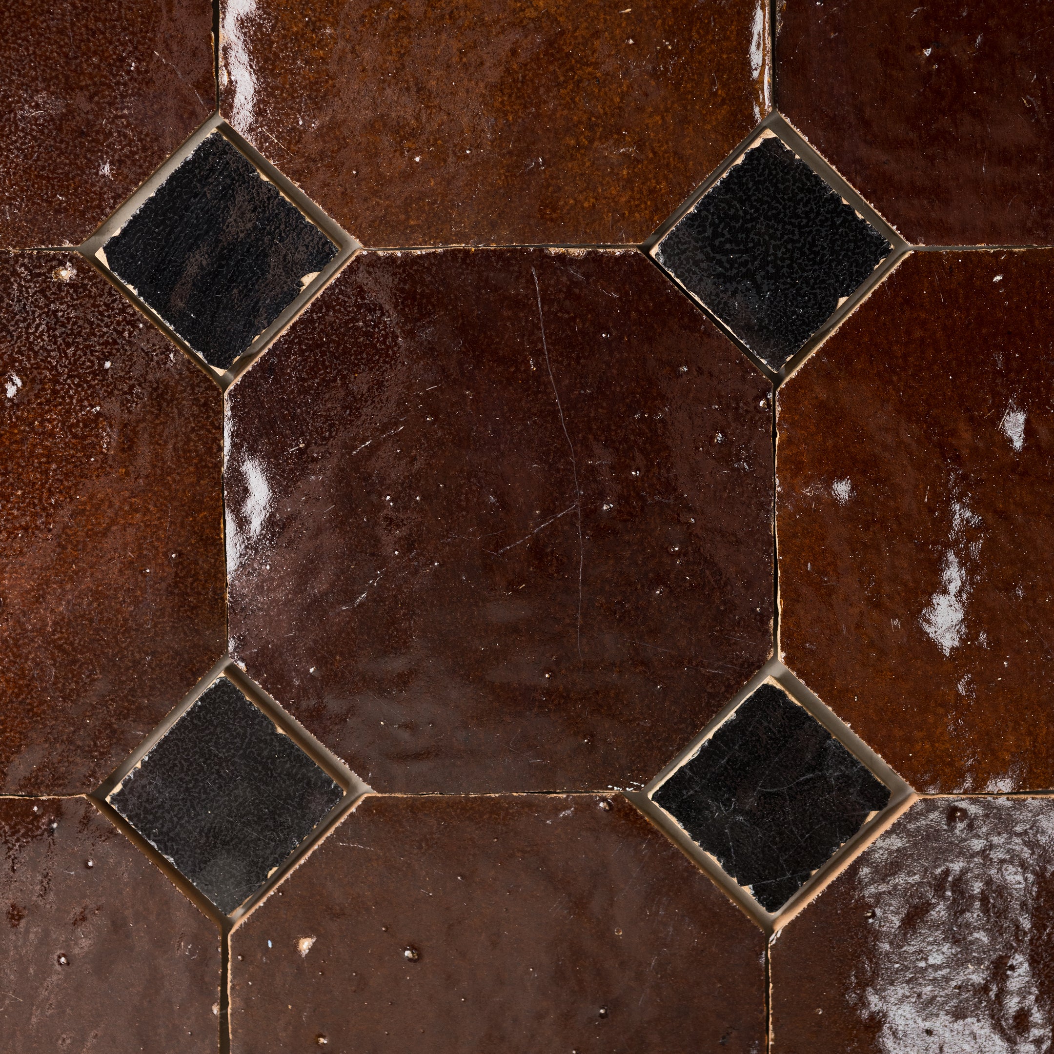 817 Brown X 839 Black | Octagon & Dot Zellige Mosaic