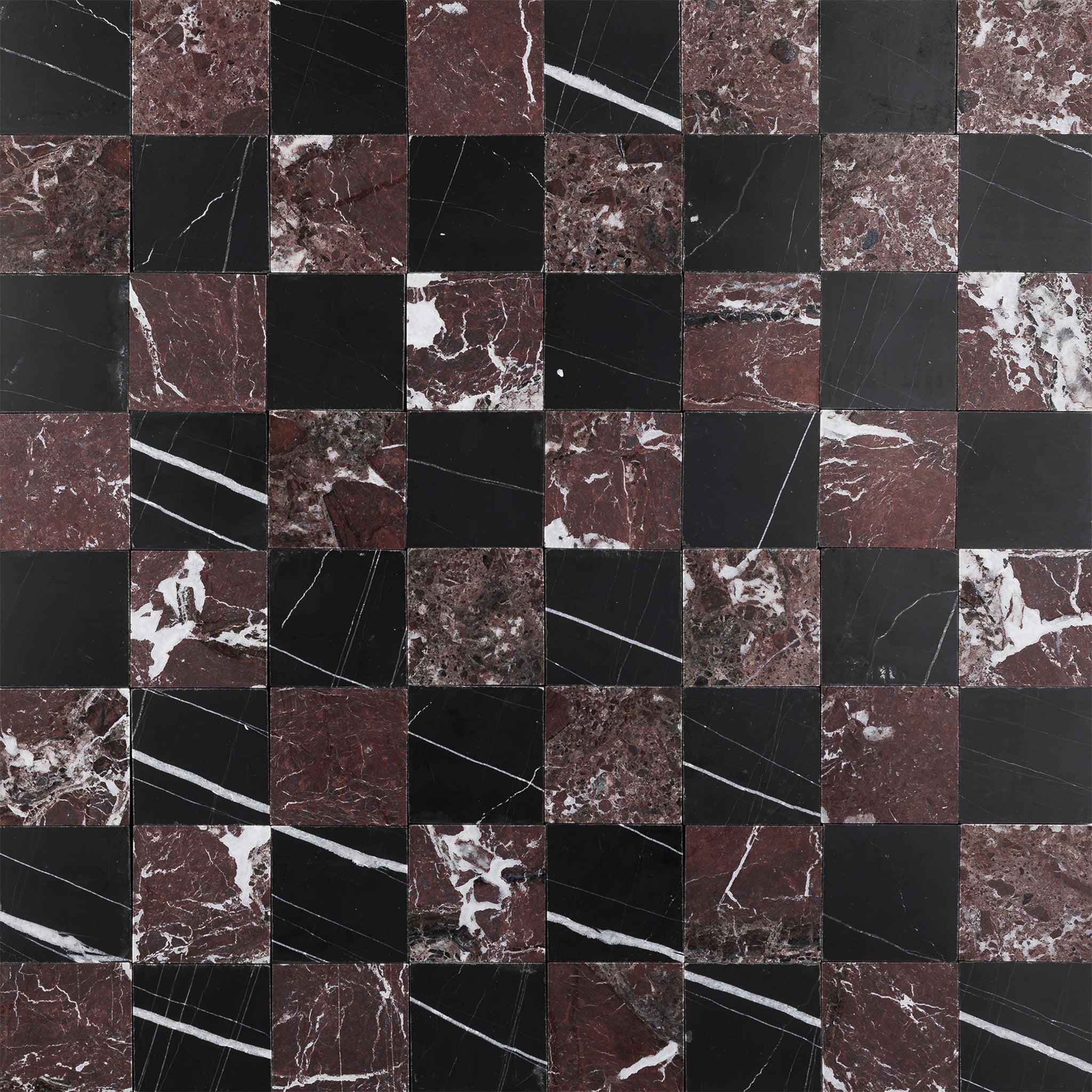 Checker 2x2 Mosaic | Rosso Levanto & Sahara Noir Marble