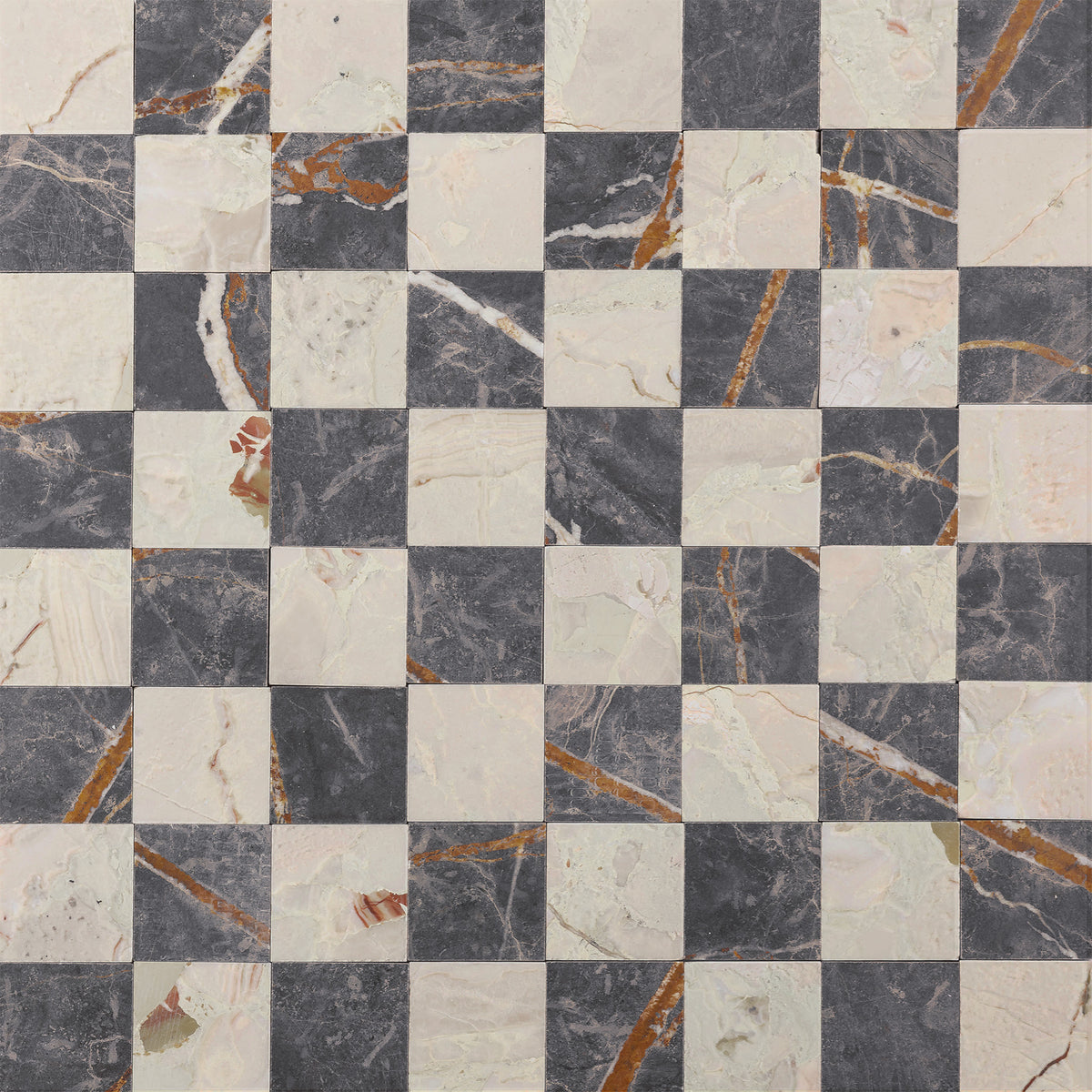 Checker 2x2 Mosaic | Botticelli Breccia Rose & Bronze Fantasy Marble