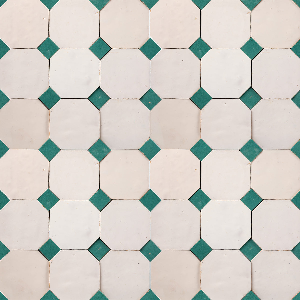 802 Beige X 807 Green | Octagon & Dot Zellige Mosaic