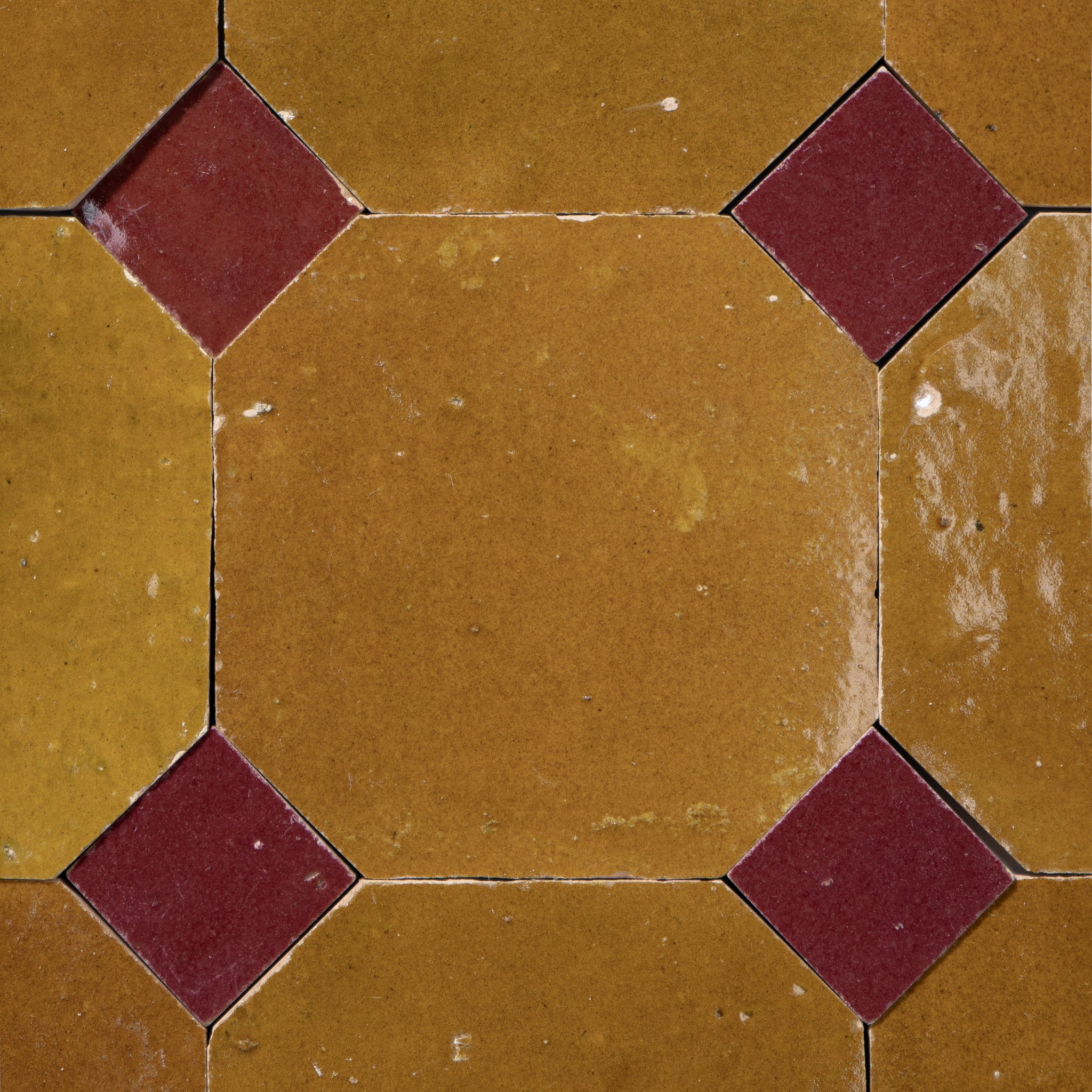 814 Yellow X 803 Red | Octagon & Dot Zellige Mosaic