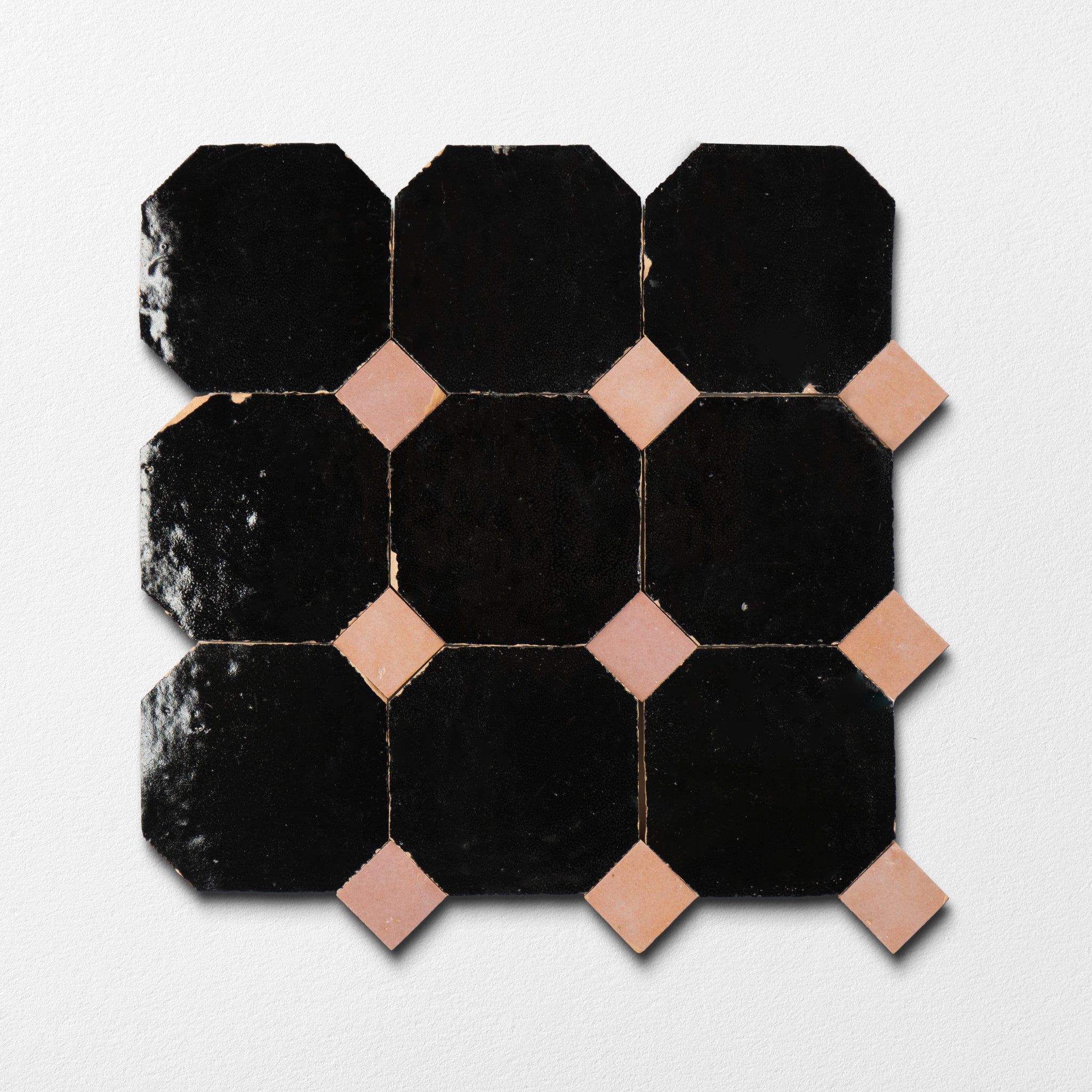 839 Black X 819 Pink | Octagon & Dot Zellige Mosaic