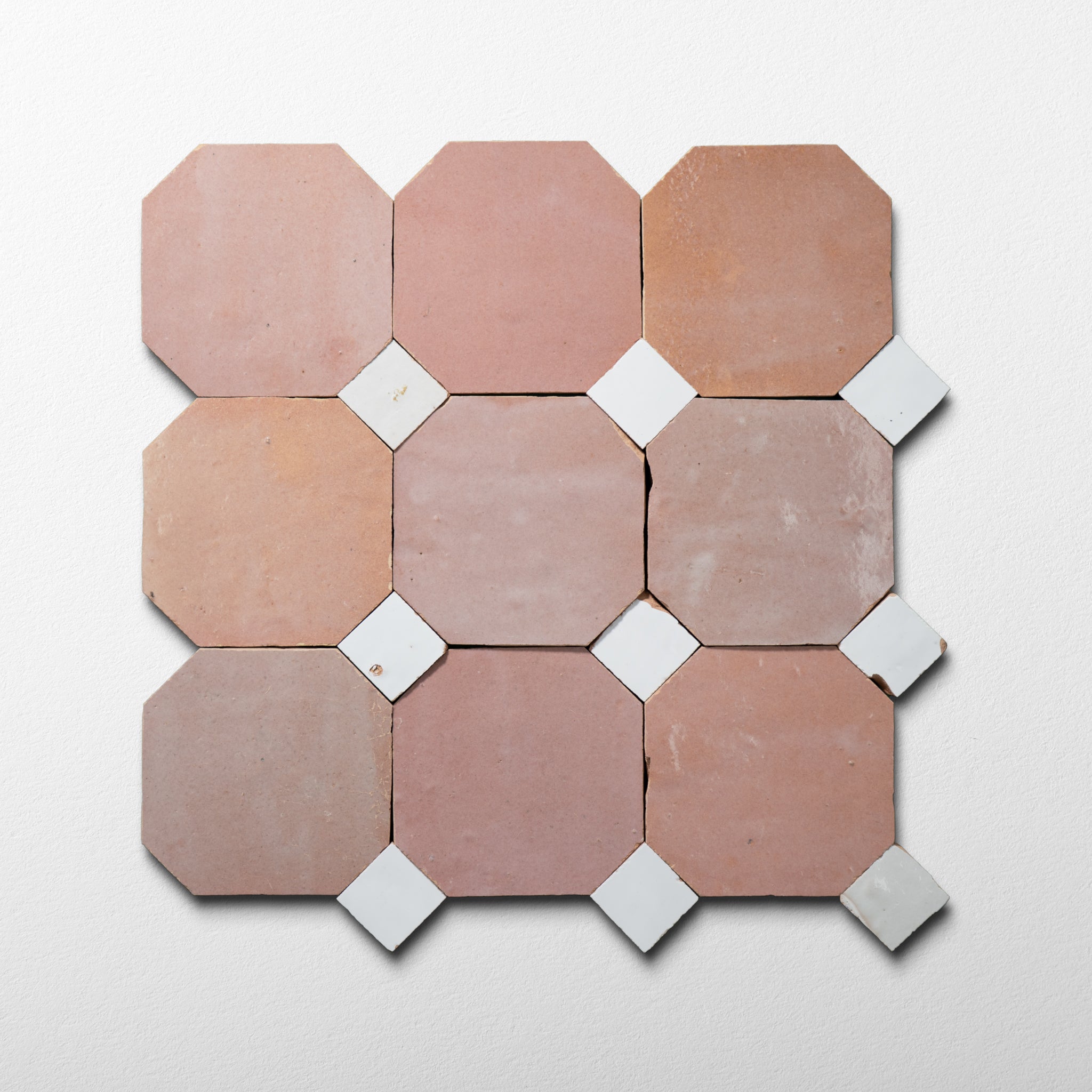 819 Pink X 825 White | Octagon & Dot Zellige Mosaic