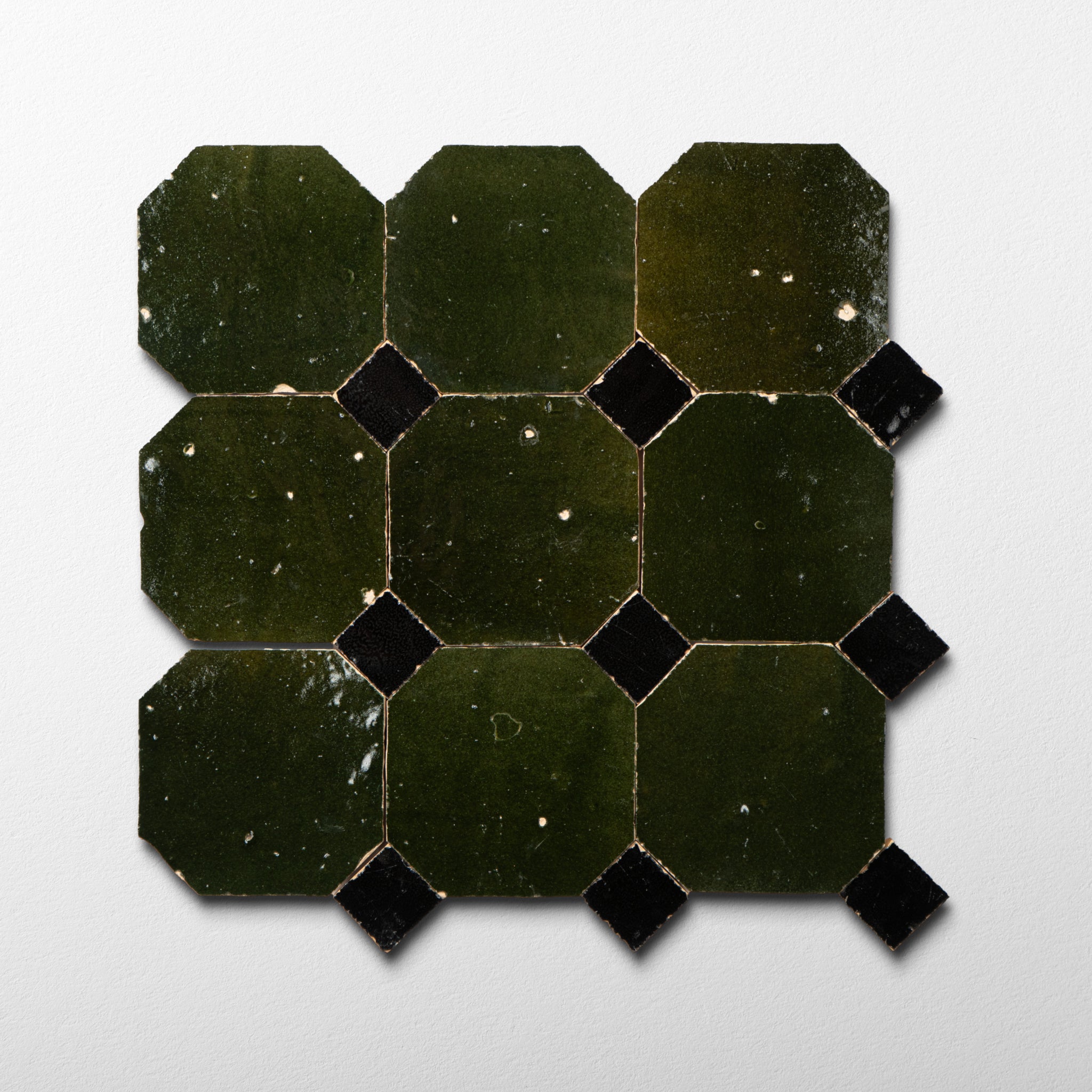 816 Green X 839 Black | Octagon & Dot Zellige Mosaic