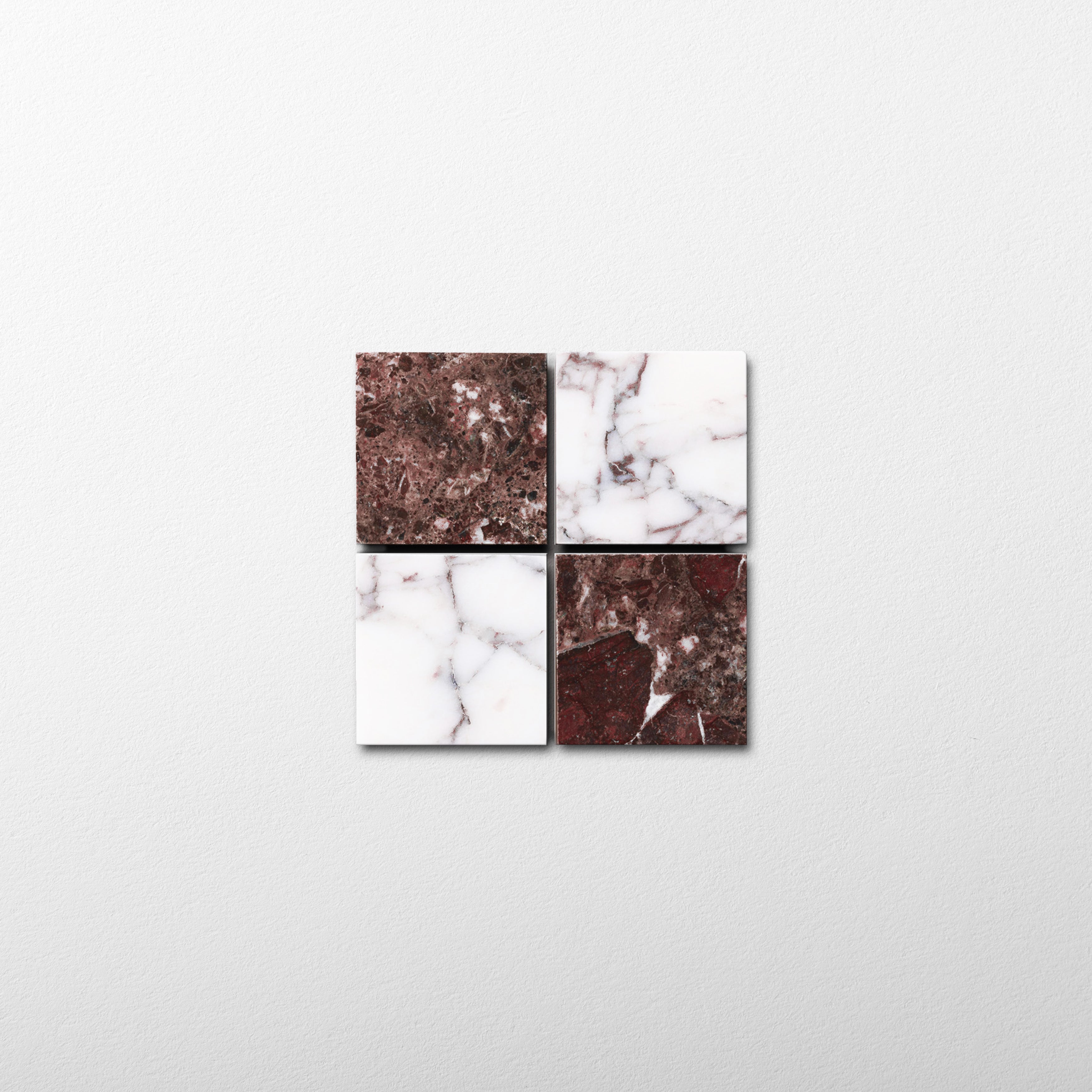 Checker 2x2 Mosaic | Rosso Levanto & Breccia Viola Marble