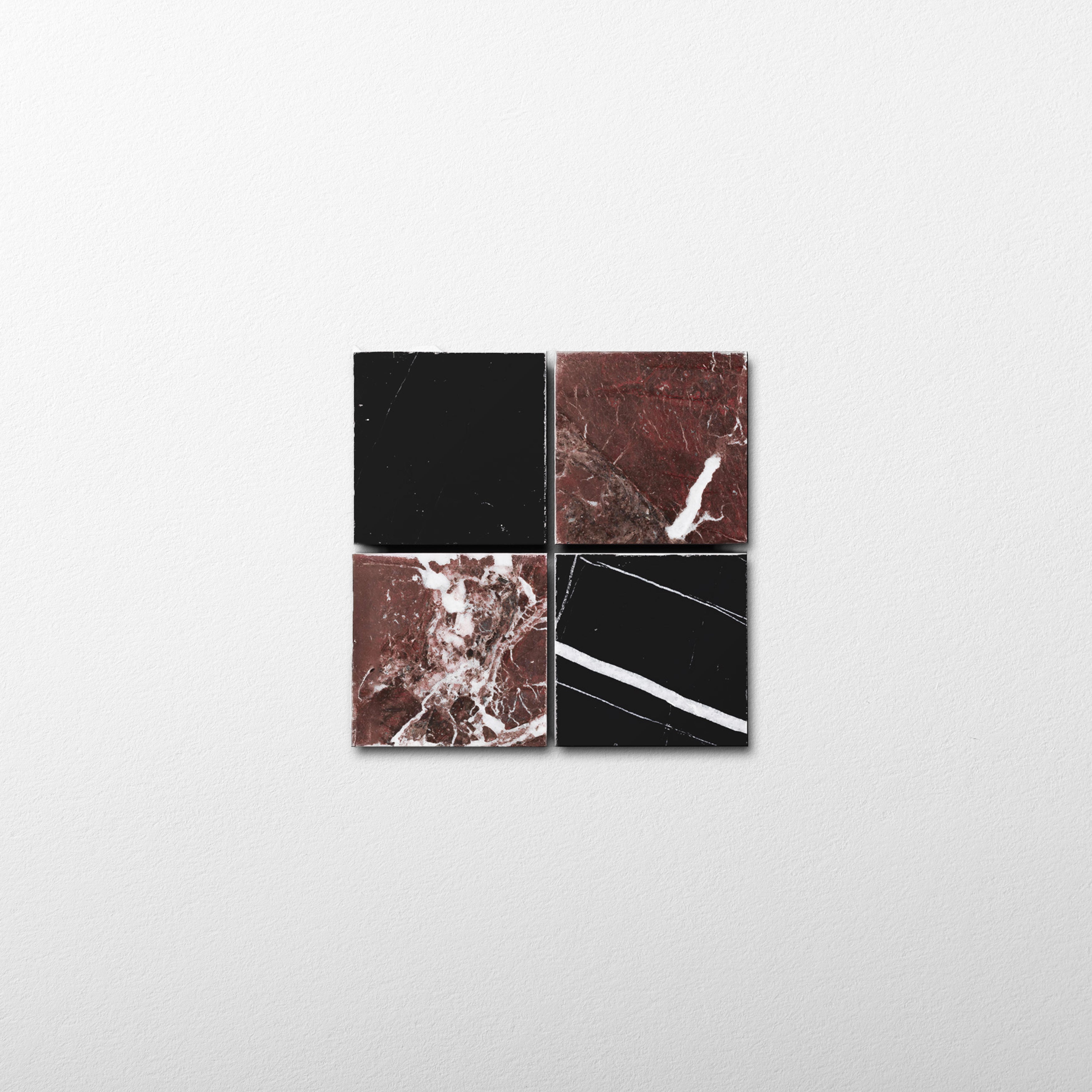 Checker 2x2 Mosaic | Rosso Levanto & Sahara Noir Marble