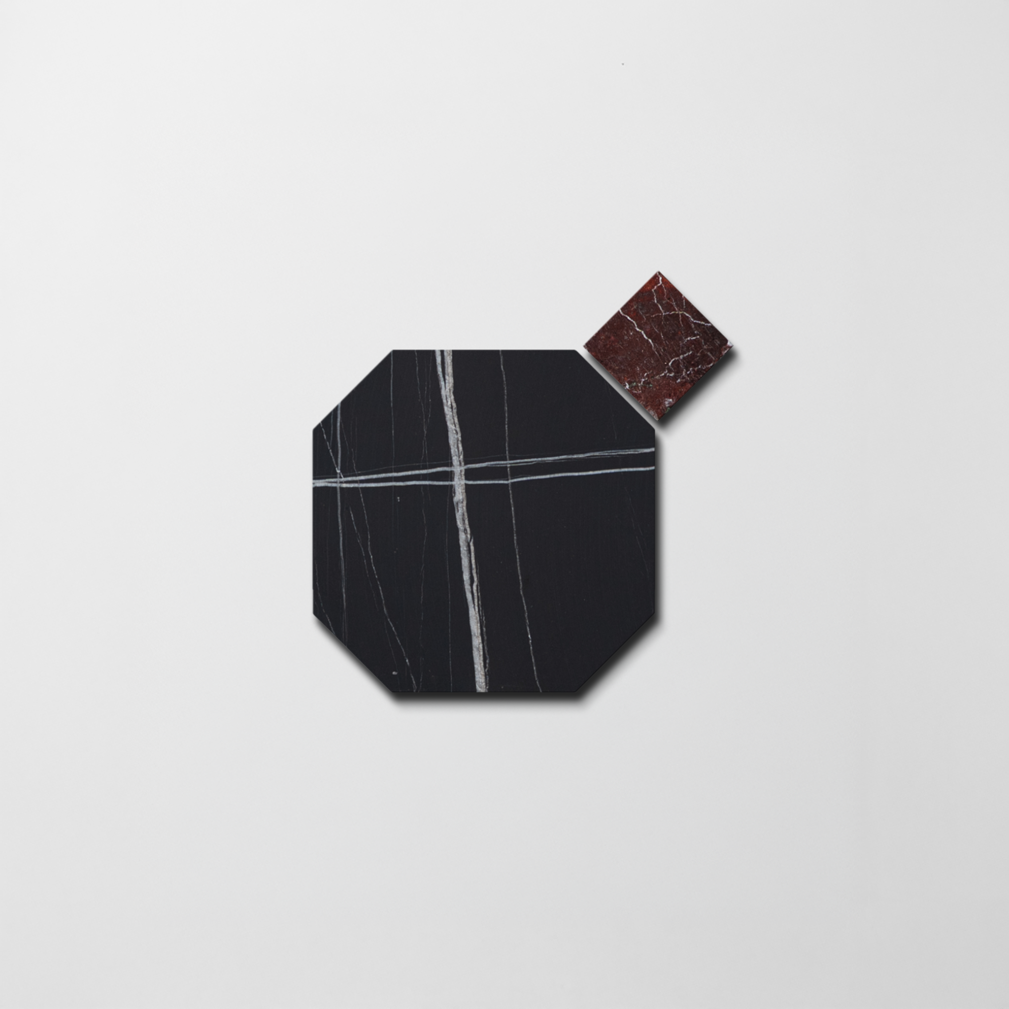 Sahara Noir X Rosso Levanto | Octagon & Dot Natural Stone Mosaic
