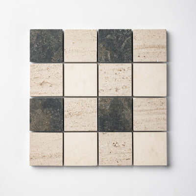 Plaid 2x2 Mosaic IV | Fatima & Relvinha & Portland Creme Limestone