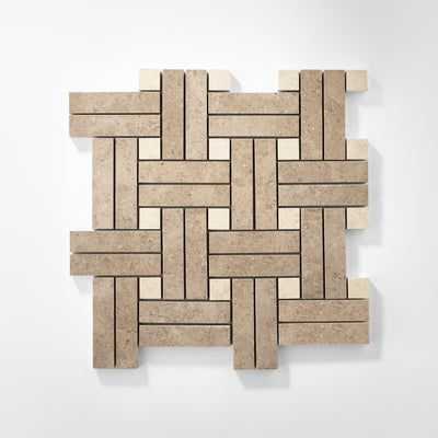 Cléa Mosaic I | White & Beige Limestone