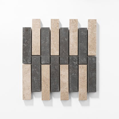 Victoire Mosaic I | Beige & Black Limestone