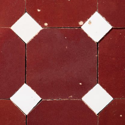 803 Red X 825 White | Octagon & Dot Zellige Mosaic