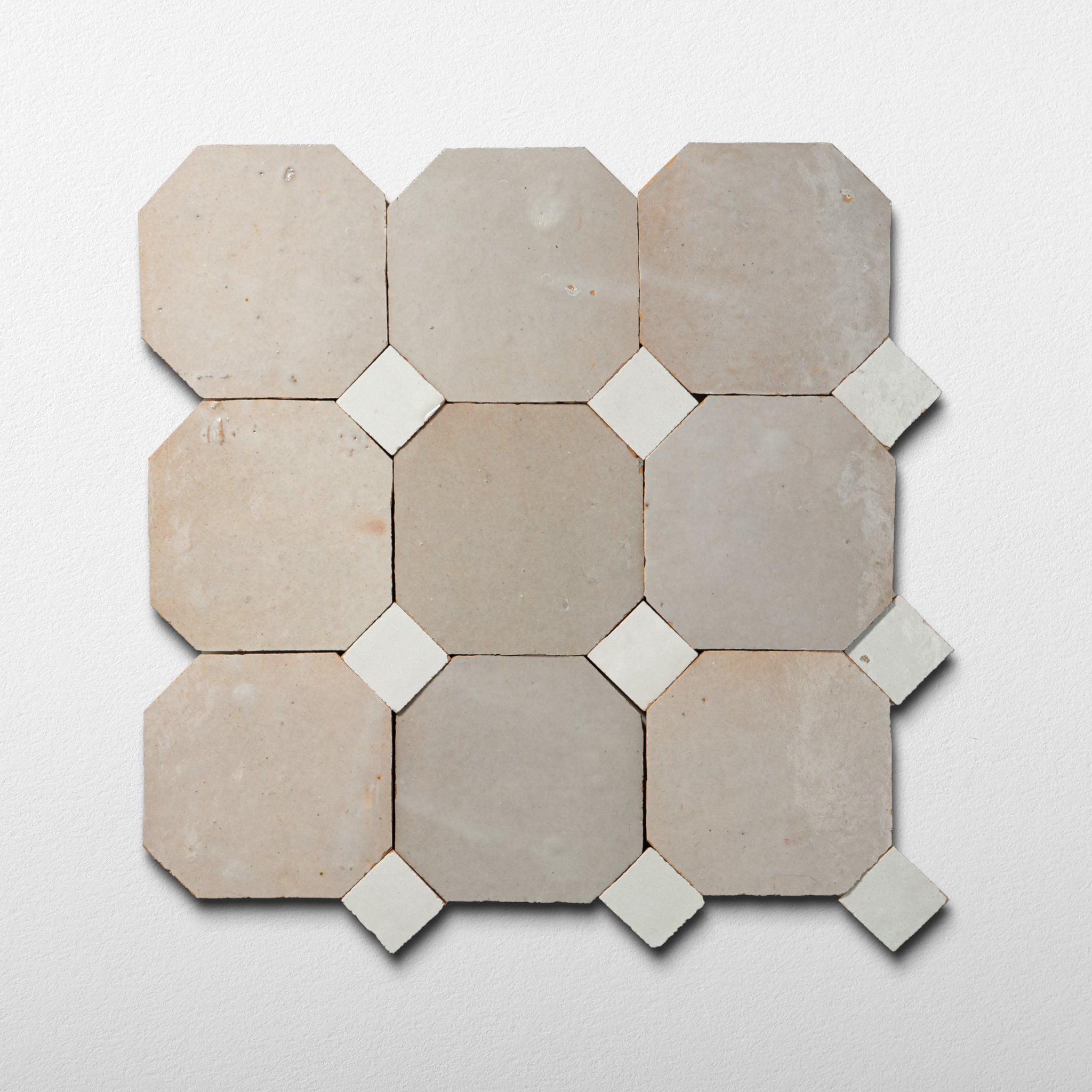 811 White X 801 White | Octagon & Dot Zellige Mosaic