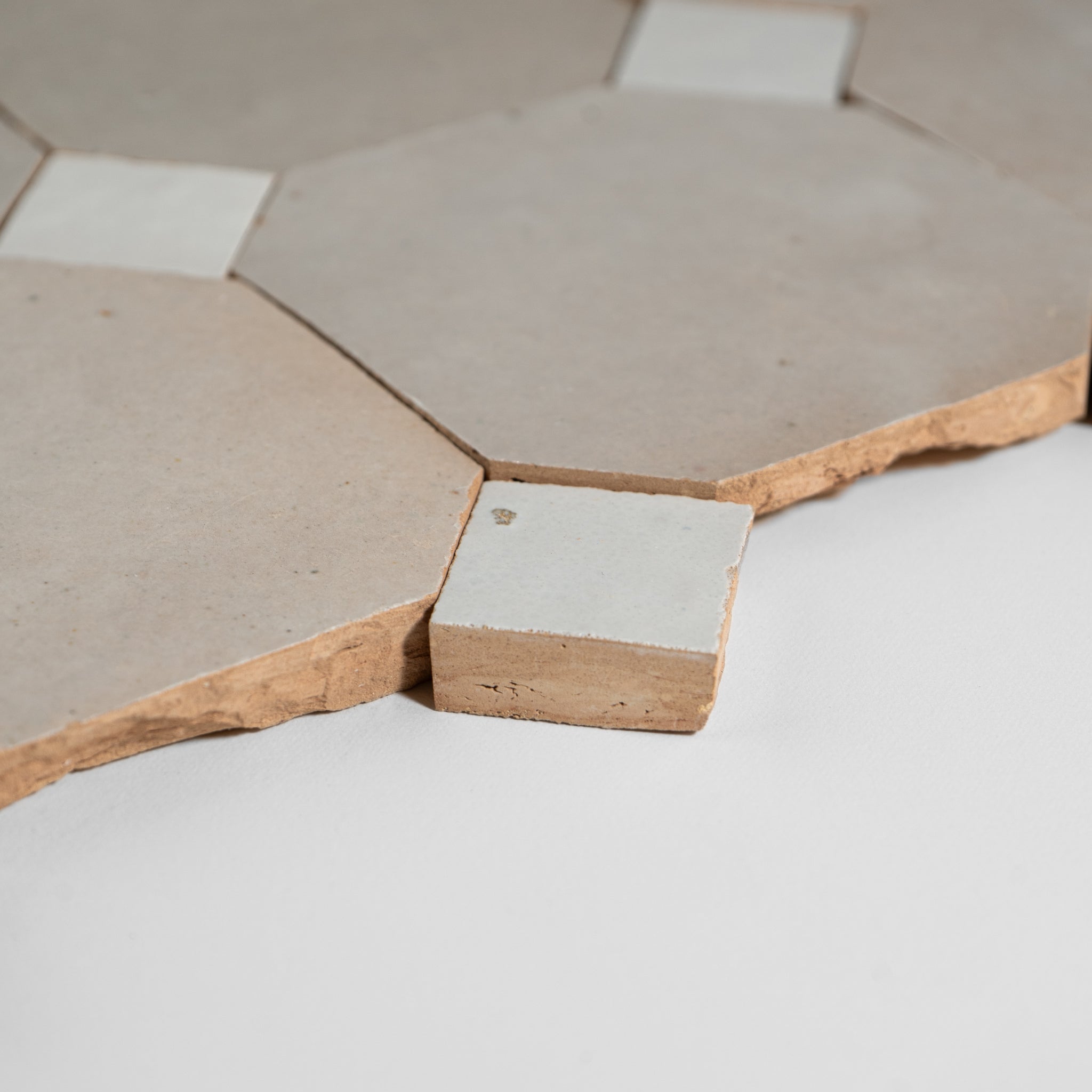 811 White X 801 White | Octagon & Dot Zellige Mosaic