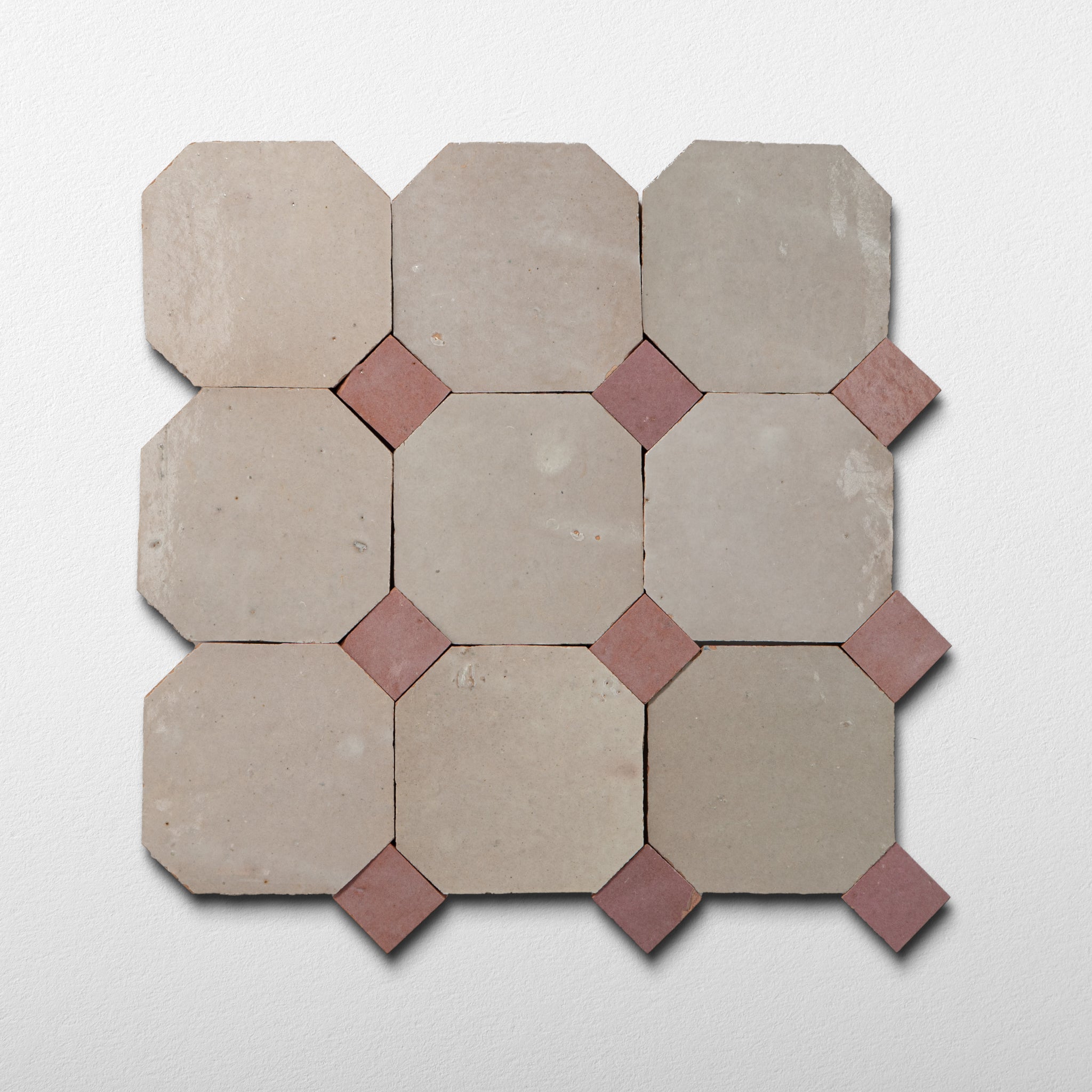 811 White X 819 Pink | Octagon & Dot Zellige Mosaic