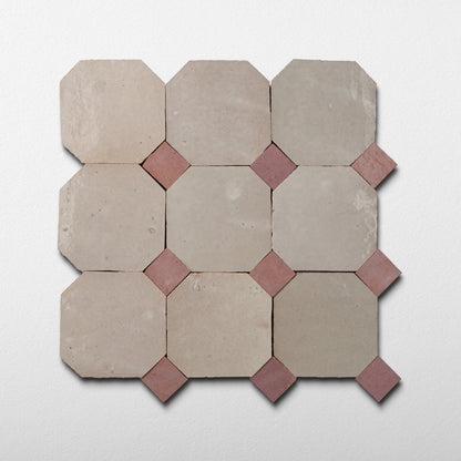 811 White X 819 Pink | Octagon & Dot Zellige Mosaic