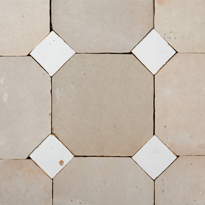 811 White X 825 White | Octagon & Dot Zellige Mosaic