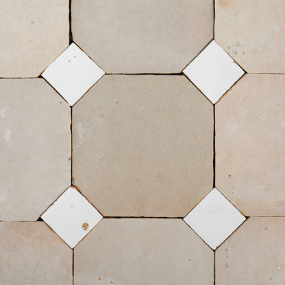 811 White X 825 White | Octagon & Dot Zellige Mosaic