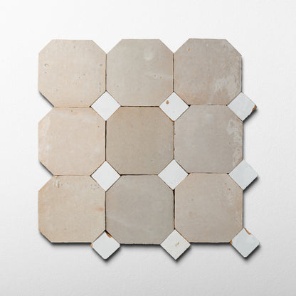 811 White X 825 White | Octagon & Dot Zellige Mosaic