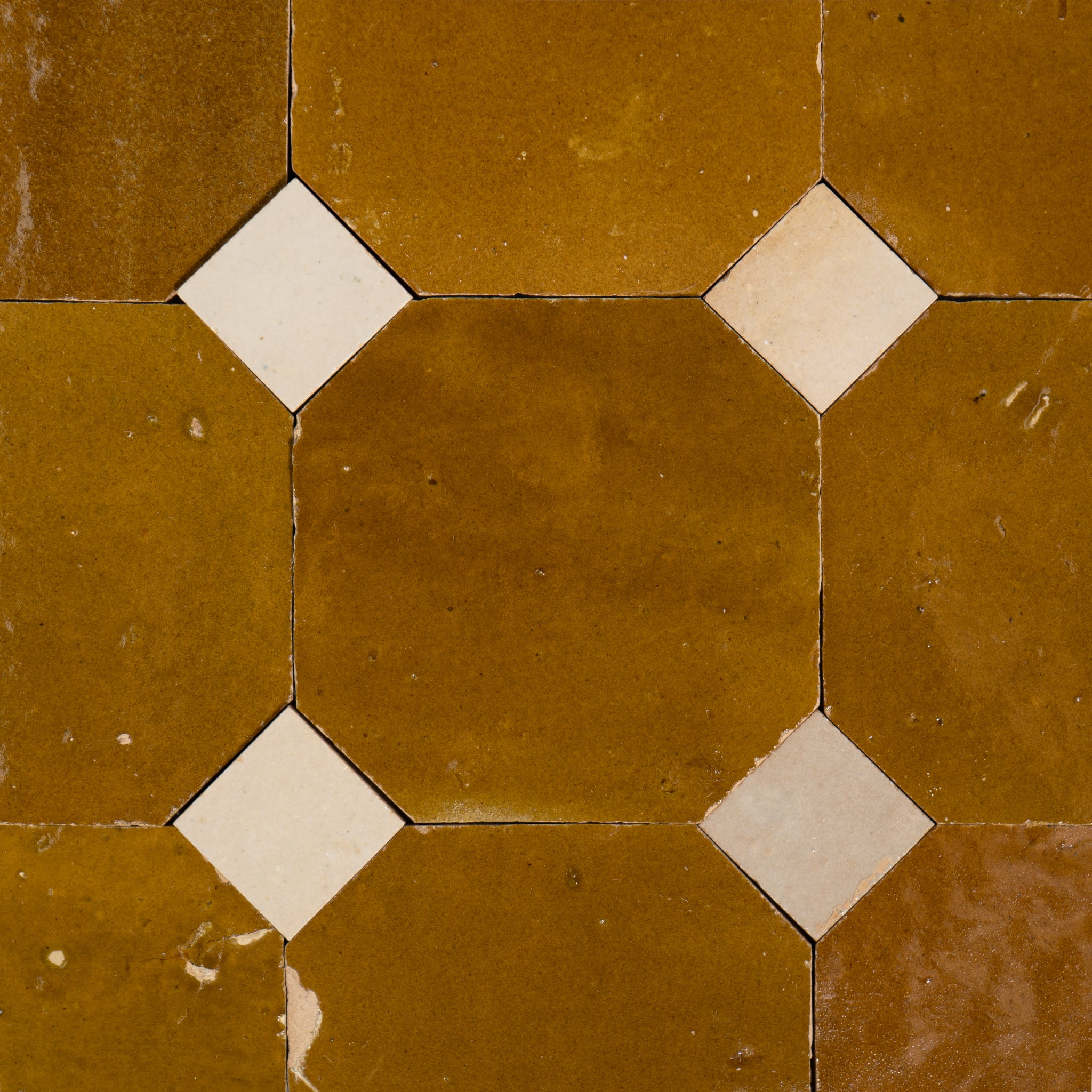 814 Yellow X 811 DL White | Octagon & Dot Zellige Mosaic