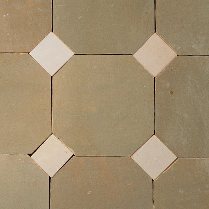 824 Yellow X 811 DL White | Octagon & Dot Zellige Mosaic