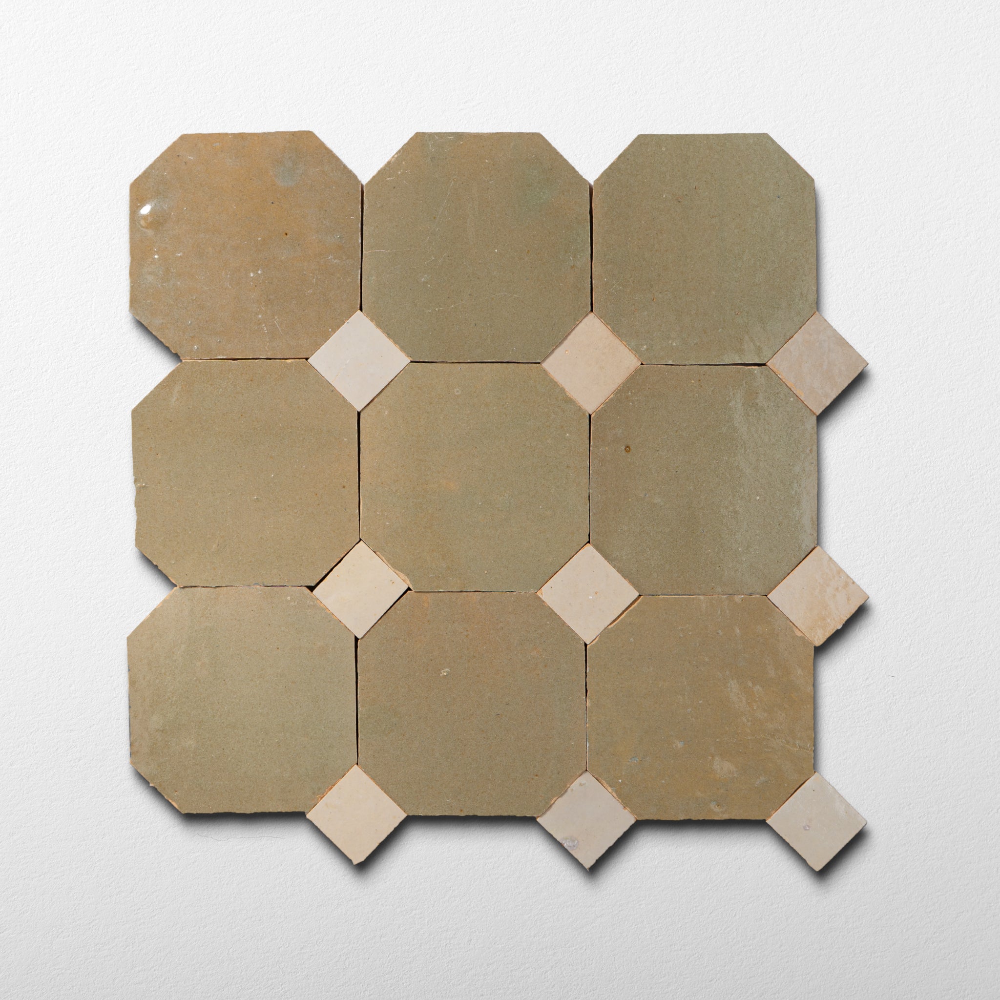 824 Yellow X 811 DL White | Octagon & Dot Zellige Mosaic