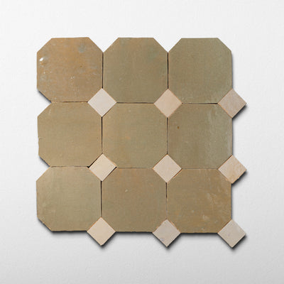 824 Yellow X 811 DL White | Octagon & Dot Zellige Mosaic