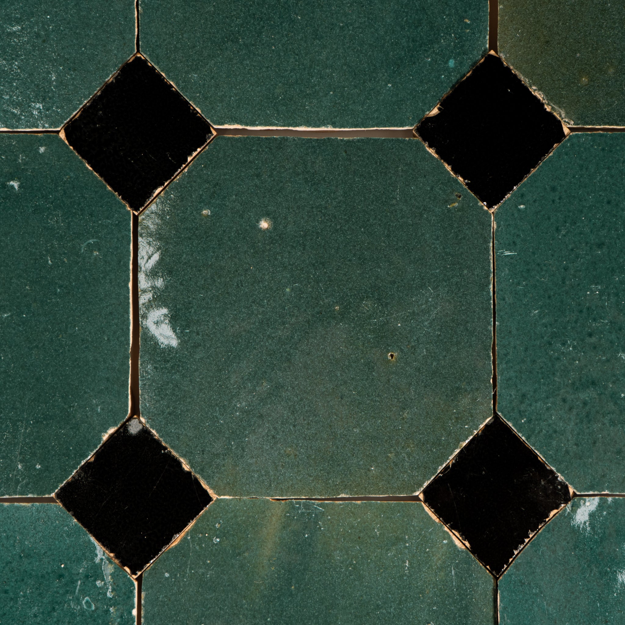 840 Green X 839 Black | Octagon & Dot Zellige Mosaic