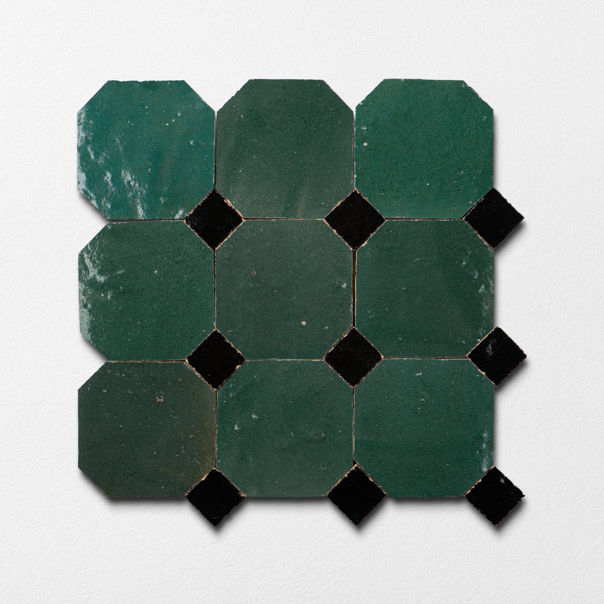 840 Green X 839 Black | Octagon & Dot Zellige Mosaic