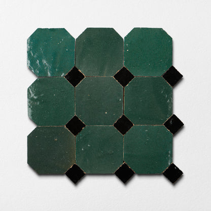 840 Green X 839 Black | Octagon & Dot Zellige Mosaic