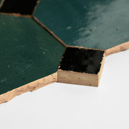 840 Green X 839 Black | Octagon & Dot Zellige Mosaic