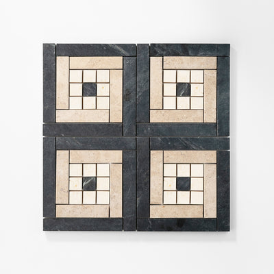Véronique Mosaic I | Caressi Verde Marble & White & Beige Limestones