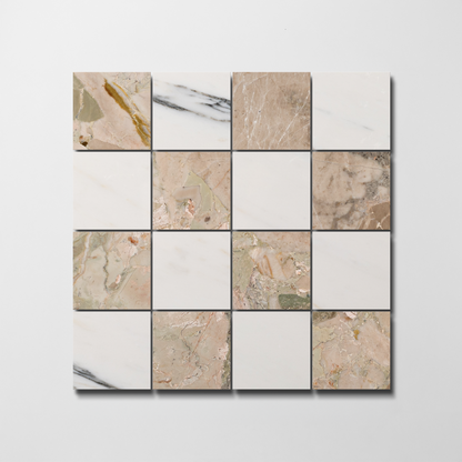 Checker 2x2 Mosaic | Arabescato Corchia & Ceppo di Sicily Marble