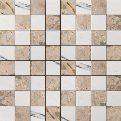Checker 2x2 Mosaic | Arabescato Corchia & Ceppo di Sicily Marble