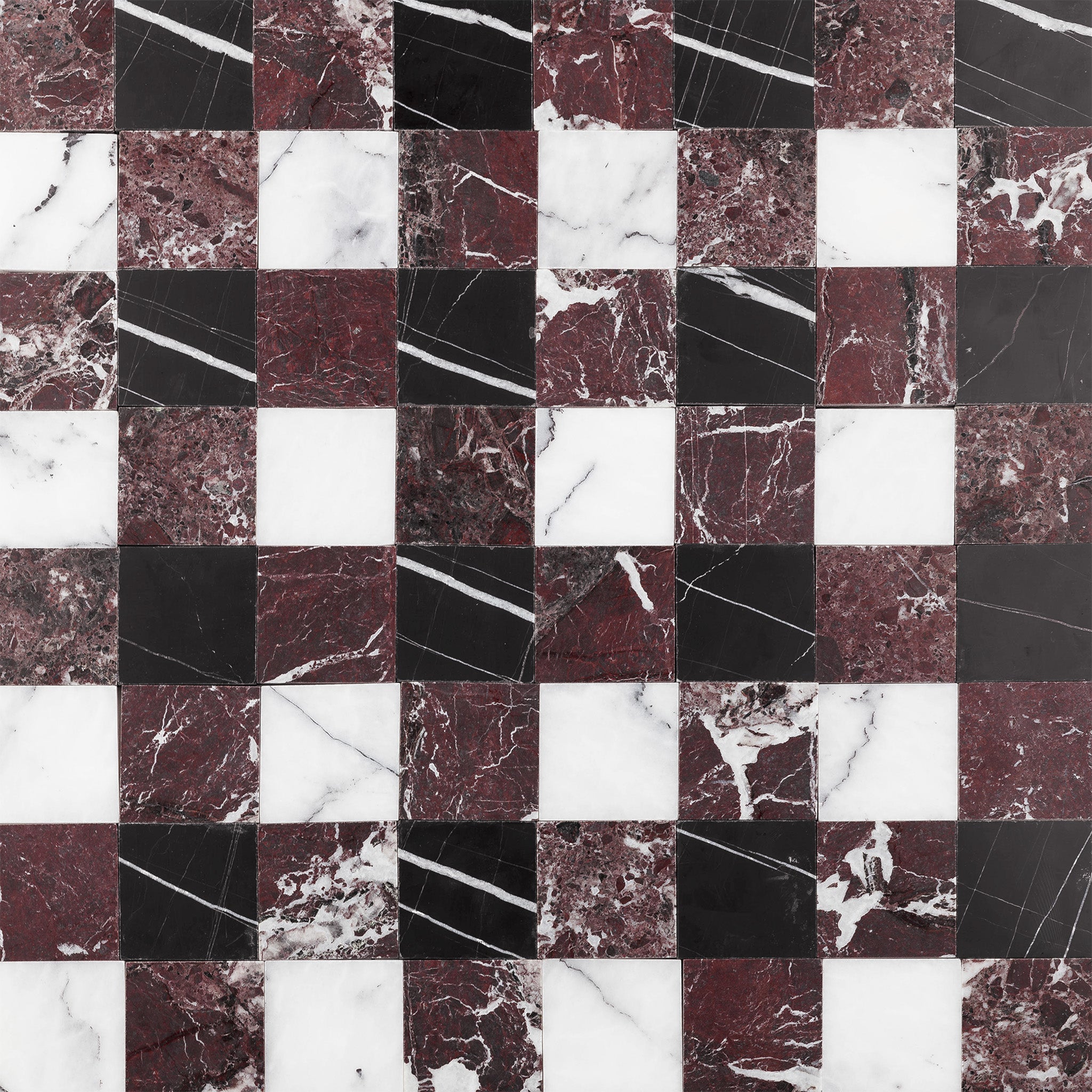 Plaid 2x2 Mosaic II | Rosso Levanto & Sahara Noir & Lilac Marble