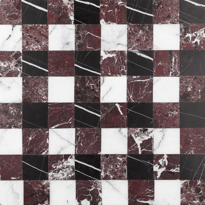 Plaid 2x2 Mosaic II | Rosso Levanto & Sahara Noir & Lilac Marble