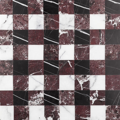 Plaid 2x2 Mosaic II | Rosso Levanto & Sahara Noir & Lilac Marble