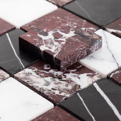 Plaid 2x2 Mosaic II | Rosso Levanto & Sahara Noir & Lilac Marble