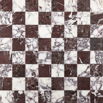 Checker 2x2 Mosaic | Rosso Levanto & Breccia Viola Marble
