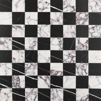 Checker 2x2 Mosaic | Sahara Noir & Breccia Viola Marble