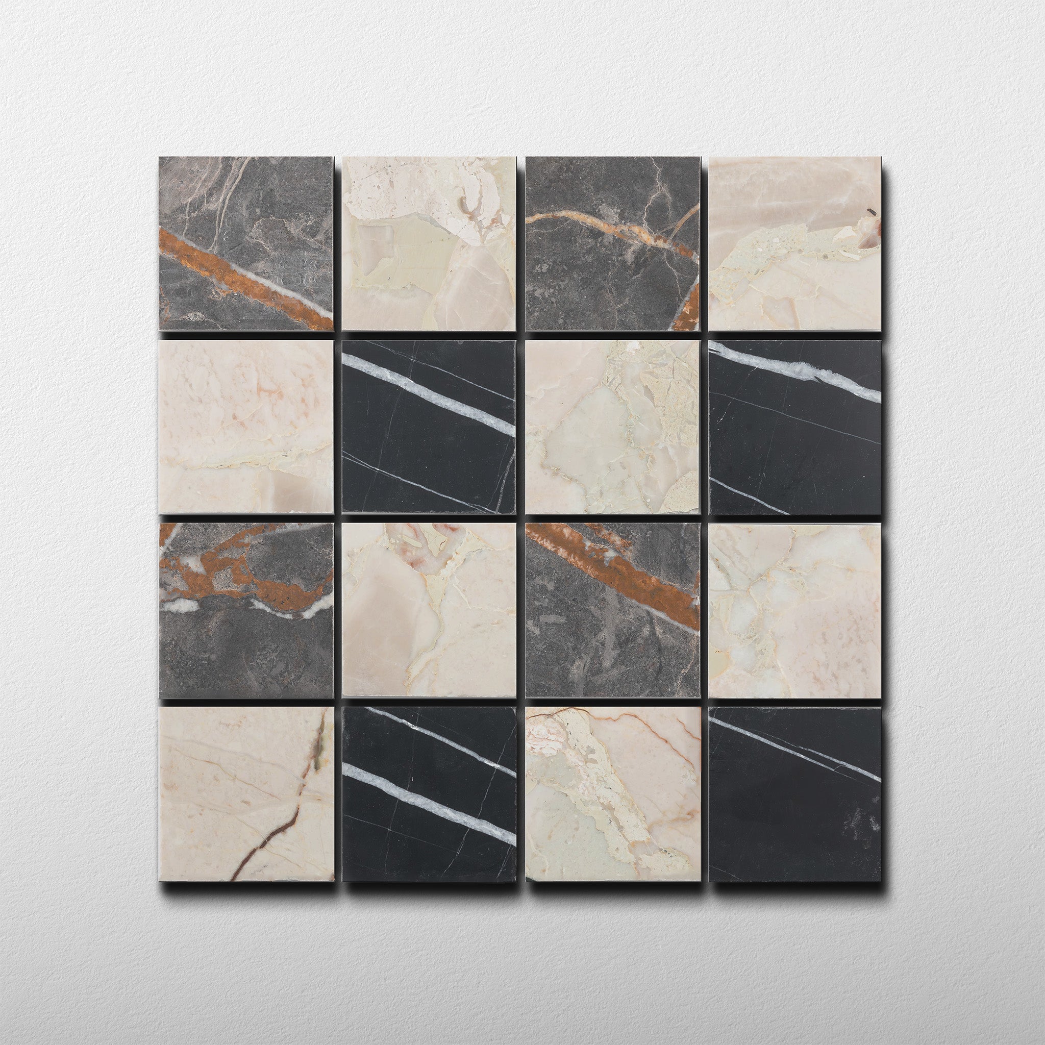 Plaid 2x2 Mosaic II | Ceppo di Sicily & Sahara Noir & Bronze Fantasy Marble