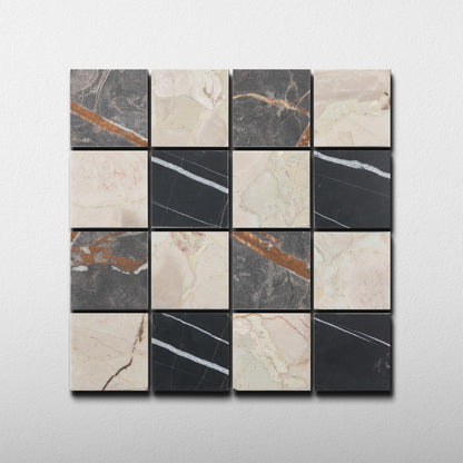 Plaid 2x2 Mosaic II | Ceppo di Sicily & Sahara Noir & Bronze Fantasy Marble