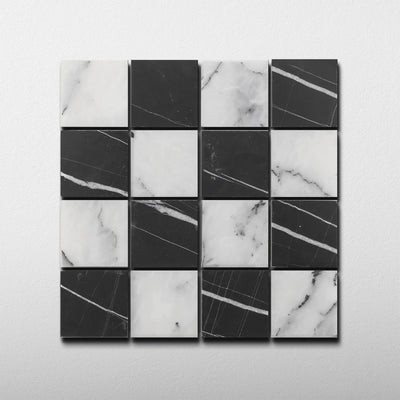 Checker 2x2 Mosaic | Sahara Noir & Lilac Marble