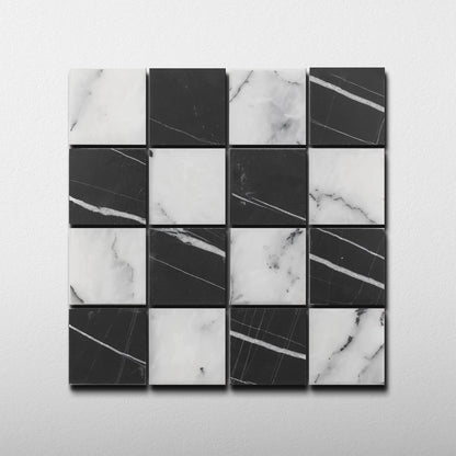 Checker 2x2 Mosaic | Sahara Noir & Lilac Marble