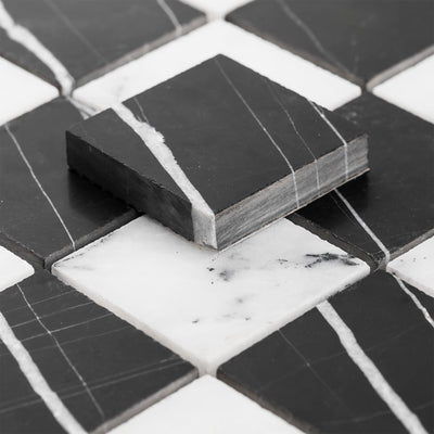 Checker 2x2 Mosaic | Sahara Noir & Lilac Marble