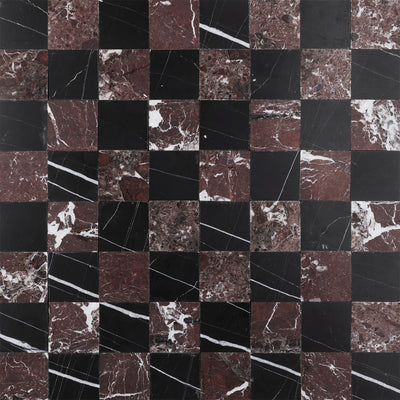 Checker 2x2 Mosaic | Rosso Levanto & Sahara Noir Marble