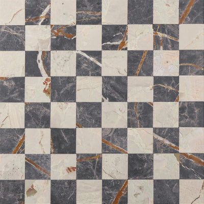 Checker 2x2 Mosaic | Botticelli Breccia Rose & Bronze Fantasy Marble