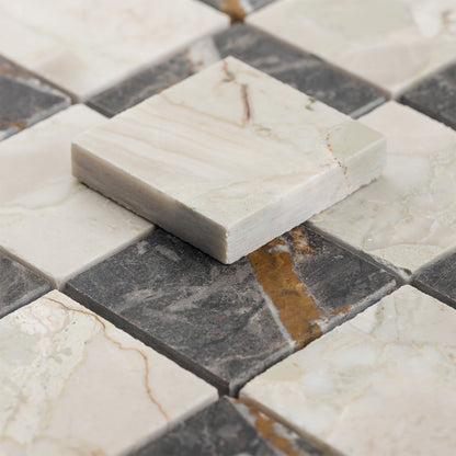 Checker 2x2 Mosaic | Ceppo & Bronze Fantasy Marble