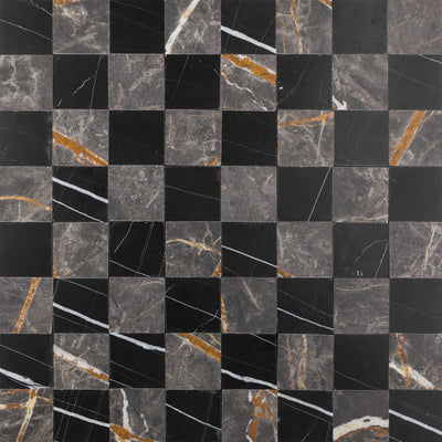 Checker 2x2 Mosaic | Sahara Noir & Bronze Fantasy Marble